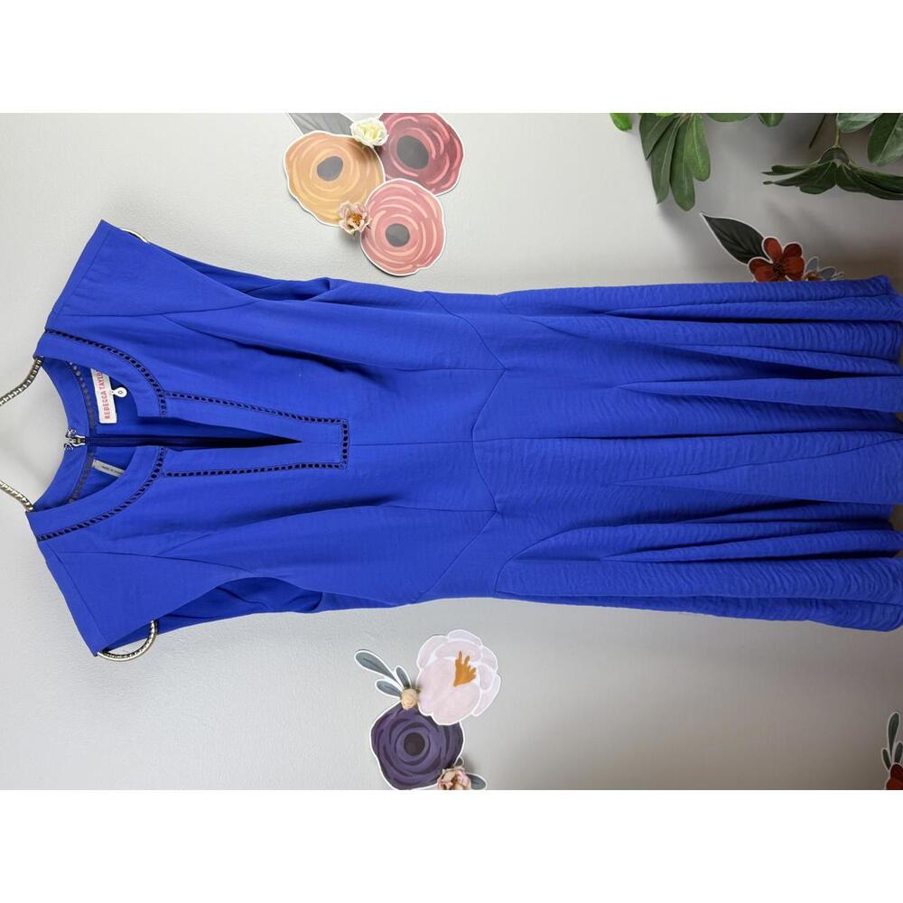 Rebecca Taylor Cobalt Blue Crepe Gauze Tiered Knee Length Dress - Size - 0